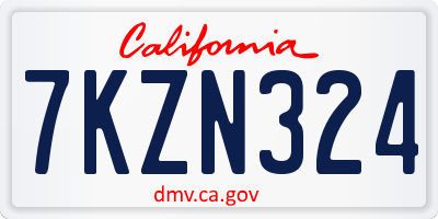 CA license plate 7KZN324