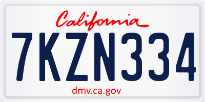 CA license plate 7KZN334