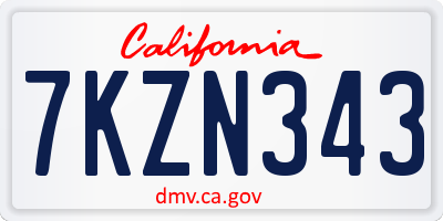 CA license plate 7KZN343