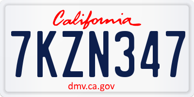 CA license plate 7KZN347