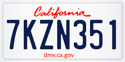 CA license plate 7KZN351