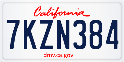 CA license plate 7KZN384