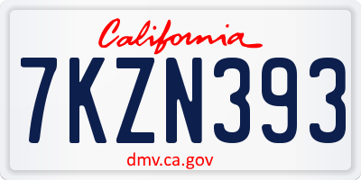 CA license plate 7KZN393