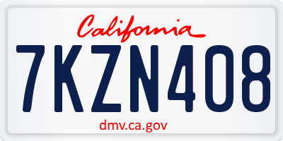 CA license plate 7KZN408