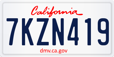 CA license plate 7KZN419