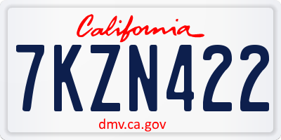 CA license plate 7KZN422