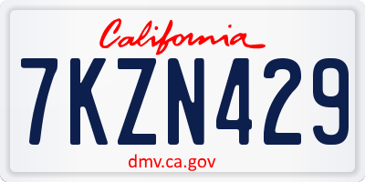 CA license plate 7KZN429
