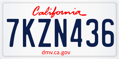 CA license plate 7KZN436