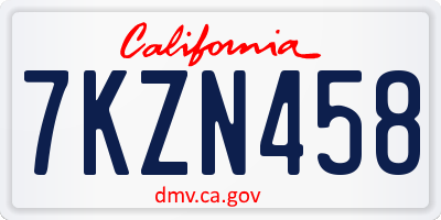 CA license plate 7KZN458