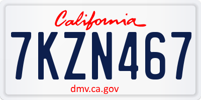 CA license plate 7KZN467