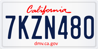 CA license plate 7KZN480