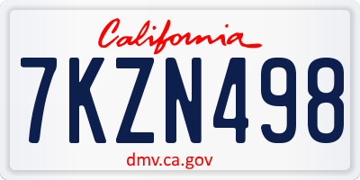 CA license plate 7KZN498