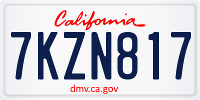 CA license plate 7KZN817