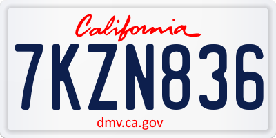 CA license plate 7KZN836
