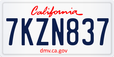 CA license plate 7KZN837