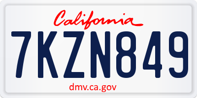CA license plate 7KZN849