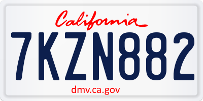 CA license plate 7KZN882