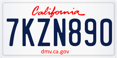CA license plate 7KZN890