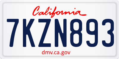 CA license plate 7KZN893
