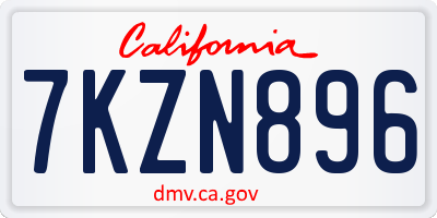 CA license plate 7KZN896