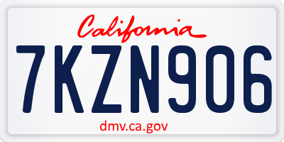 CA license plate 7KZN906