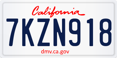 CA license plate 7KZN918