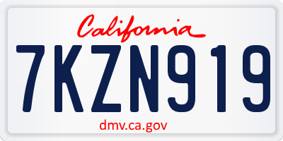 CA license plate 7KZN919