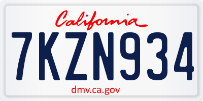 CA license plate 7KZN934