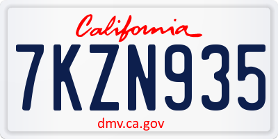 CA license plate 7KZN935
