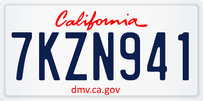 CA license plate 7KZN941