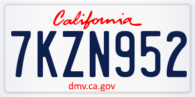 CA license plate 7KZN952