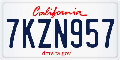 CA license plate 7KZN957