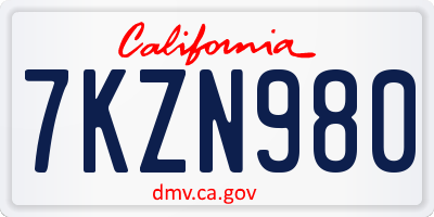 CA license plate 7KZN980