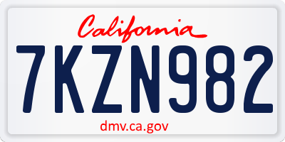 CA license plate 7KZN982