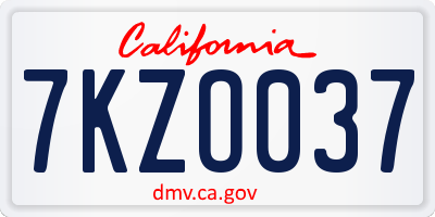 CA license plate 7KZO037