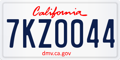 CA license plate 7KZO044