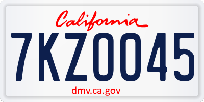 CA license plate 7KZO045