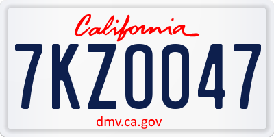 CA license plate 7KZO047