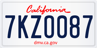 CA license plate 7KZO087