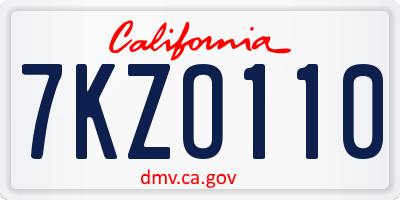 CA license plate 7KZO110