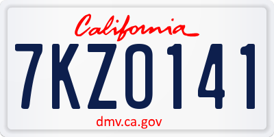 CA license plate 7KZO141