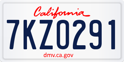 CA license plate 7KZO291