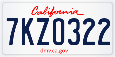 CA license plate 7KZO322