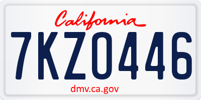 CA license plate 7KZO446