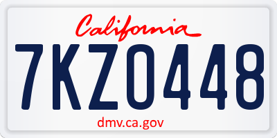 CA license plate 7KZO448
