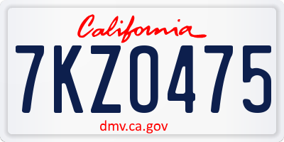 CA license plate 7KZO475