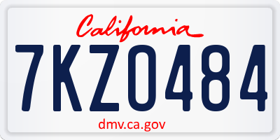 CA license plate 7KZO484