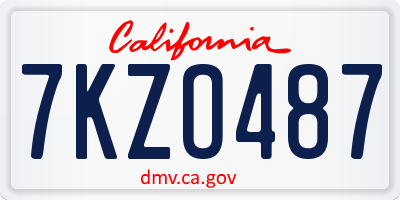 CA license plate 7KZO487