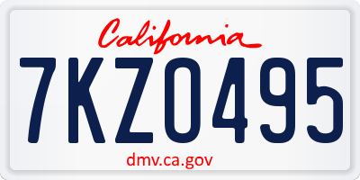 CA license plate 7KZO495