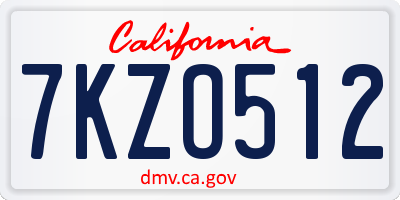 CA license plate 7KZO512
